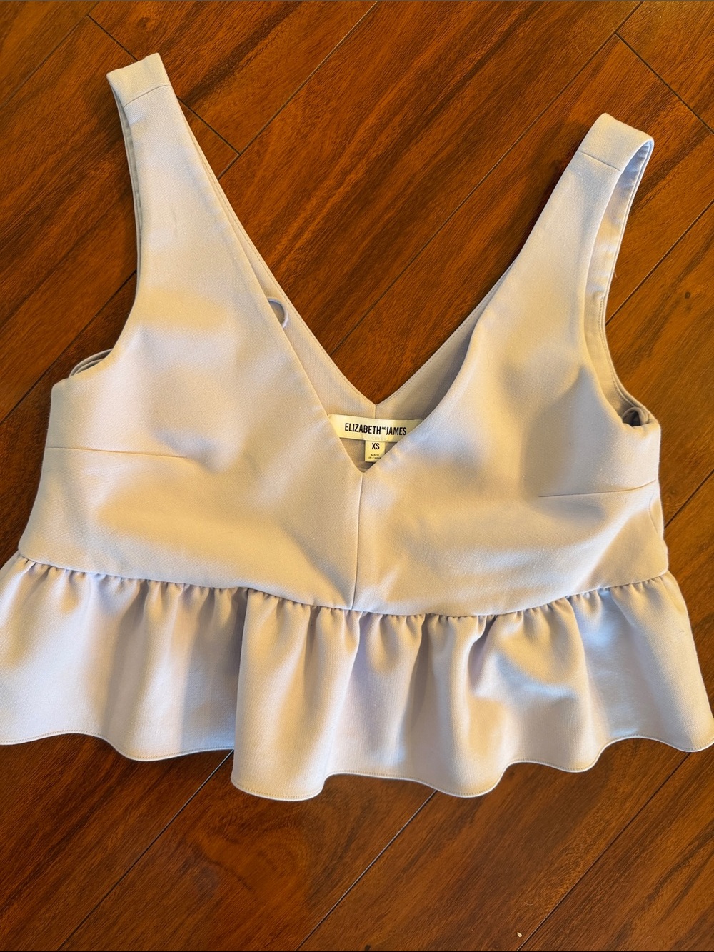 Elizabeth and James Lavender V-Neck Peplum Crop Top
